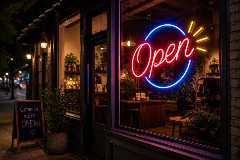 Neonreklame für Schaufenster & Laden