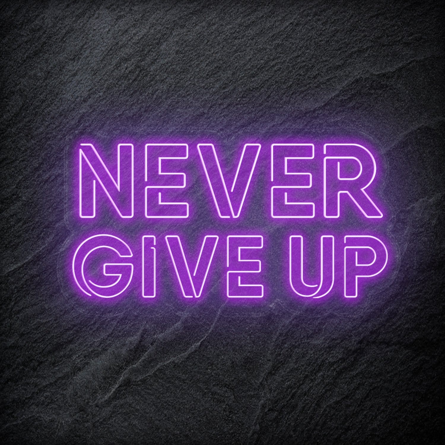 "Never Give Up" LED Neon Schriftzug Sign - NEONEVERGLOW