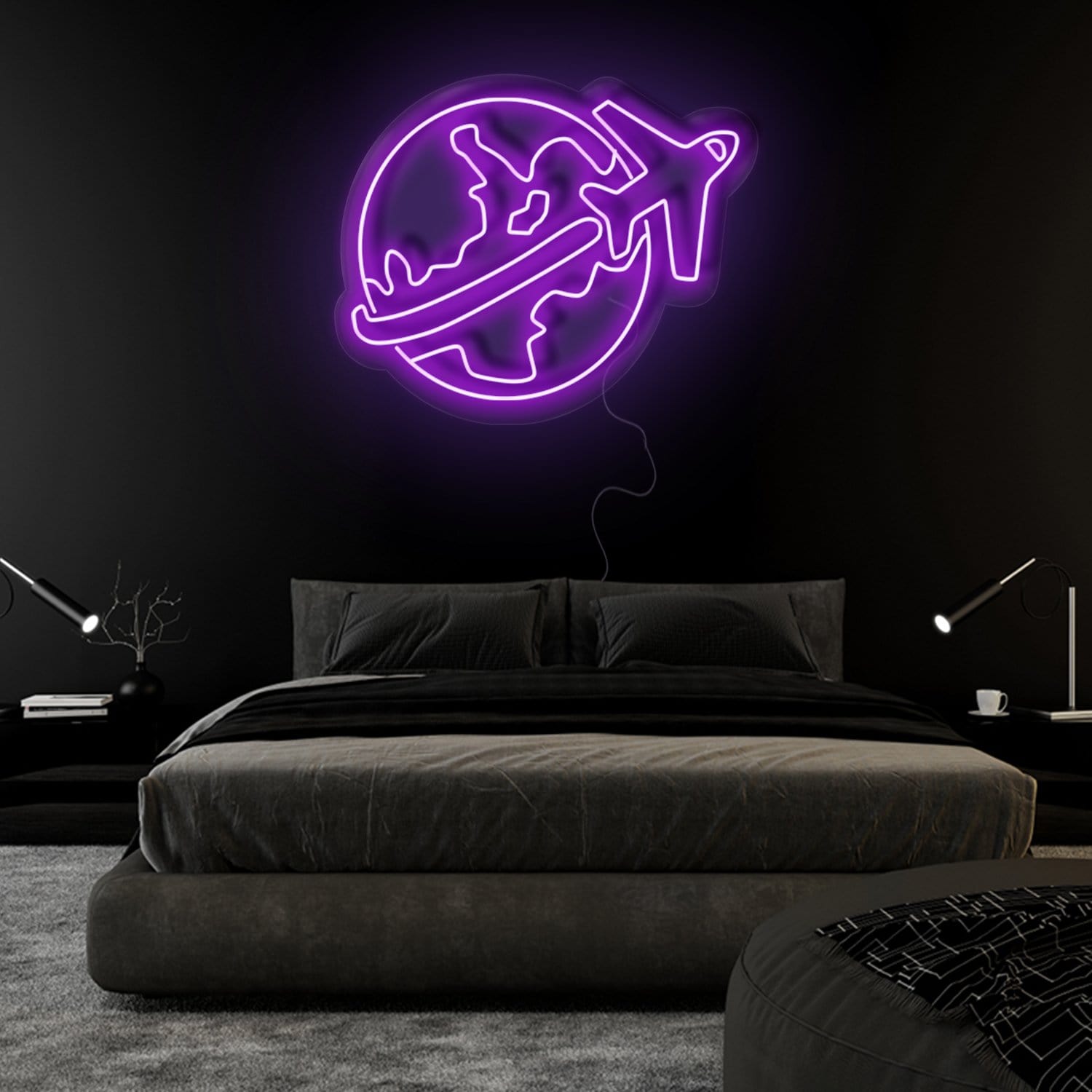 "Weltkugel Reisen" LED Neonschild Sign - NEONEVERGLOW