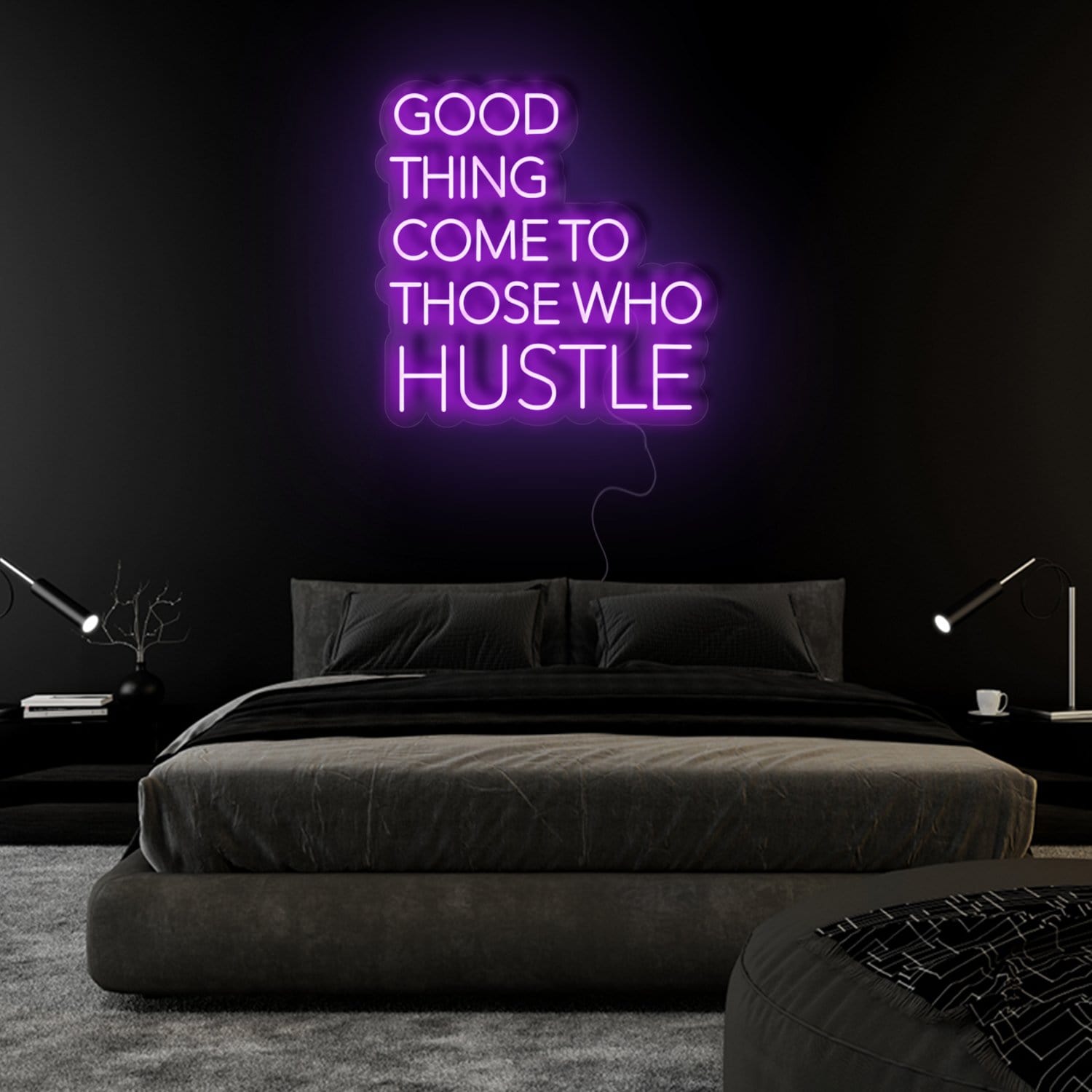 "Good Thing Come To Those Who Hustle" LED Neon Sign Schriftzug - NEONEVERGLOW