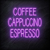 "Coffee Cappuccino Espresso" LED Neon Schriftzug - NEONEVERGLOW