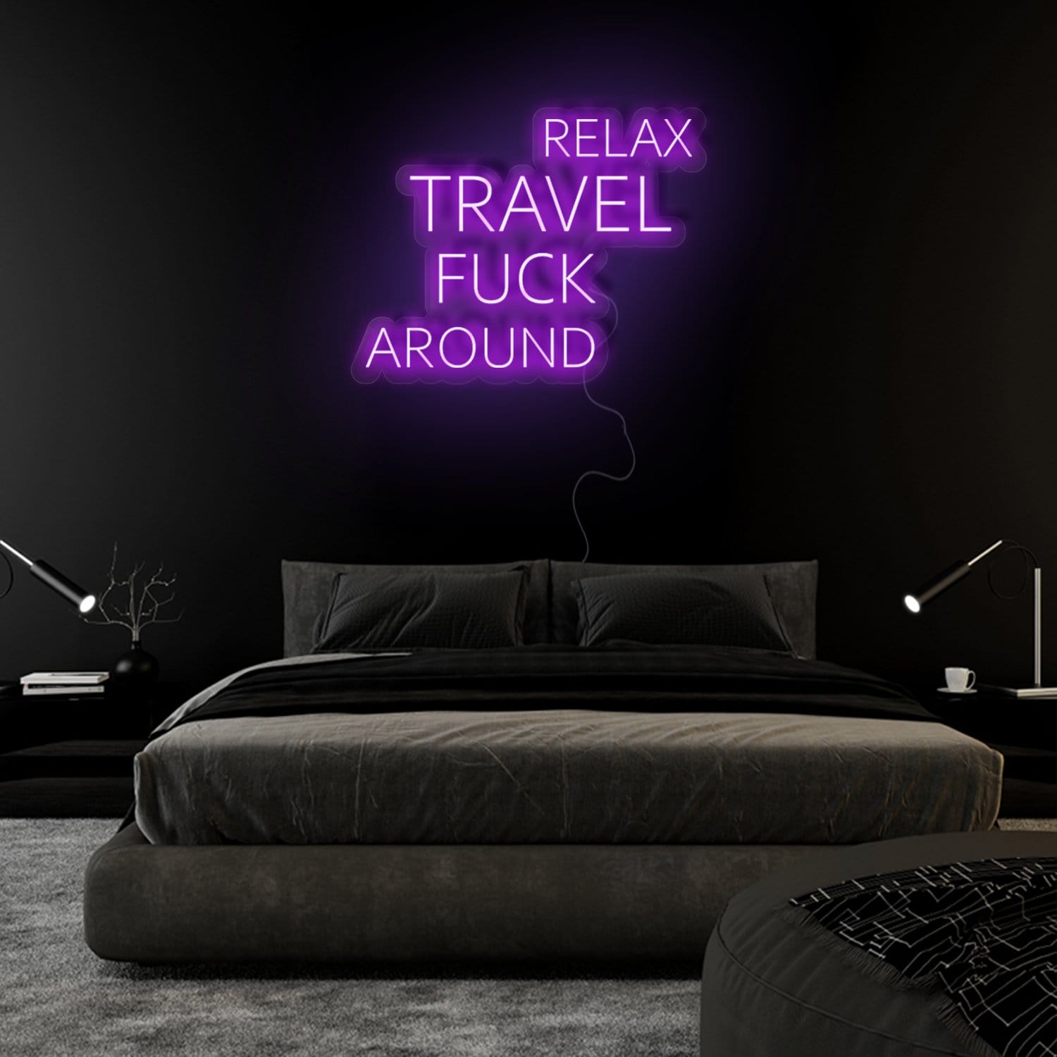 "Relax Travel Fuck Around" LED Neon Sign Schriftzug - NEONEVERGLOW