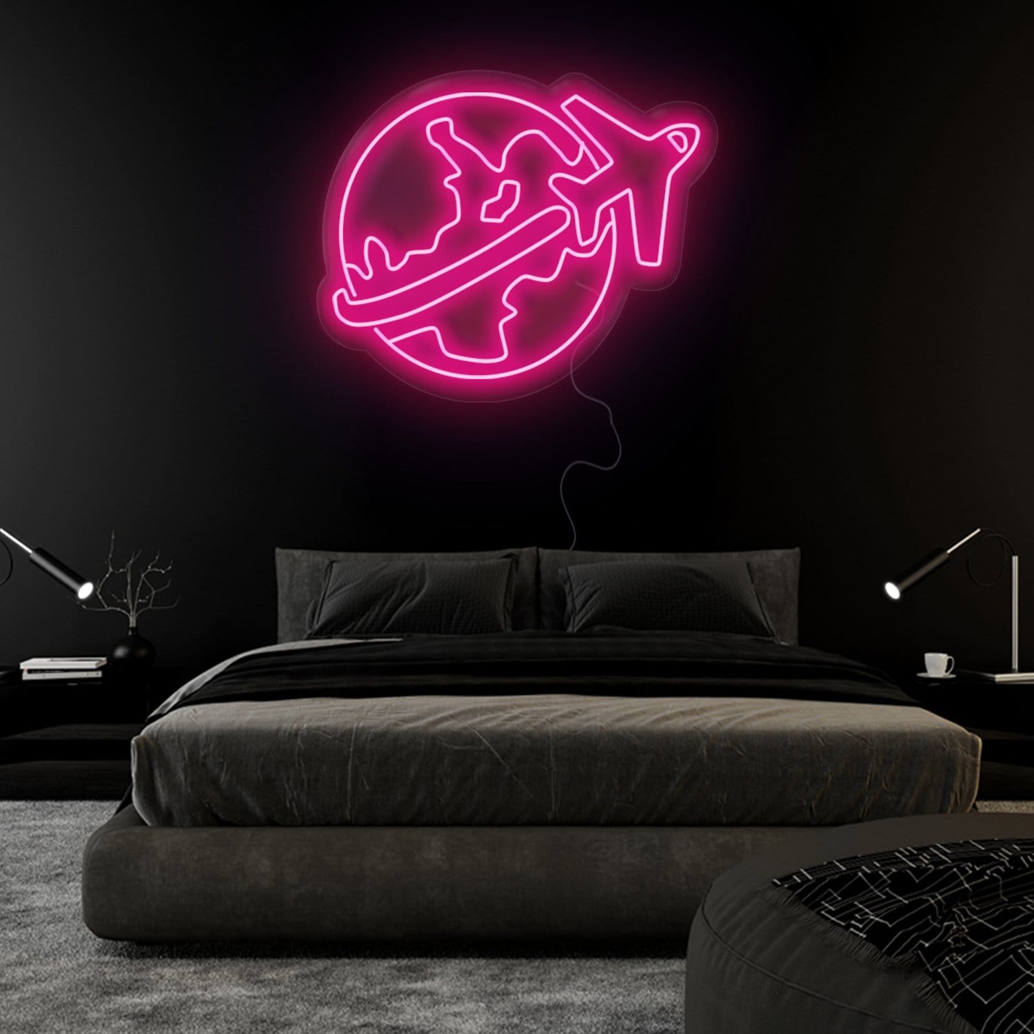 "Weltkugel Reisen" LED Neonschild Sign - NEONEVERGLOW