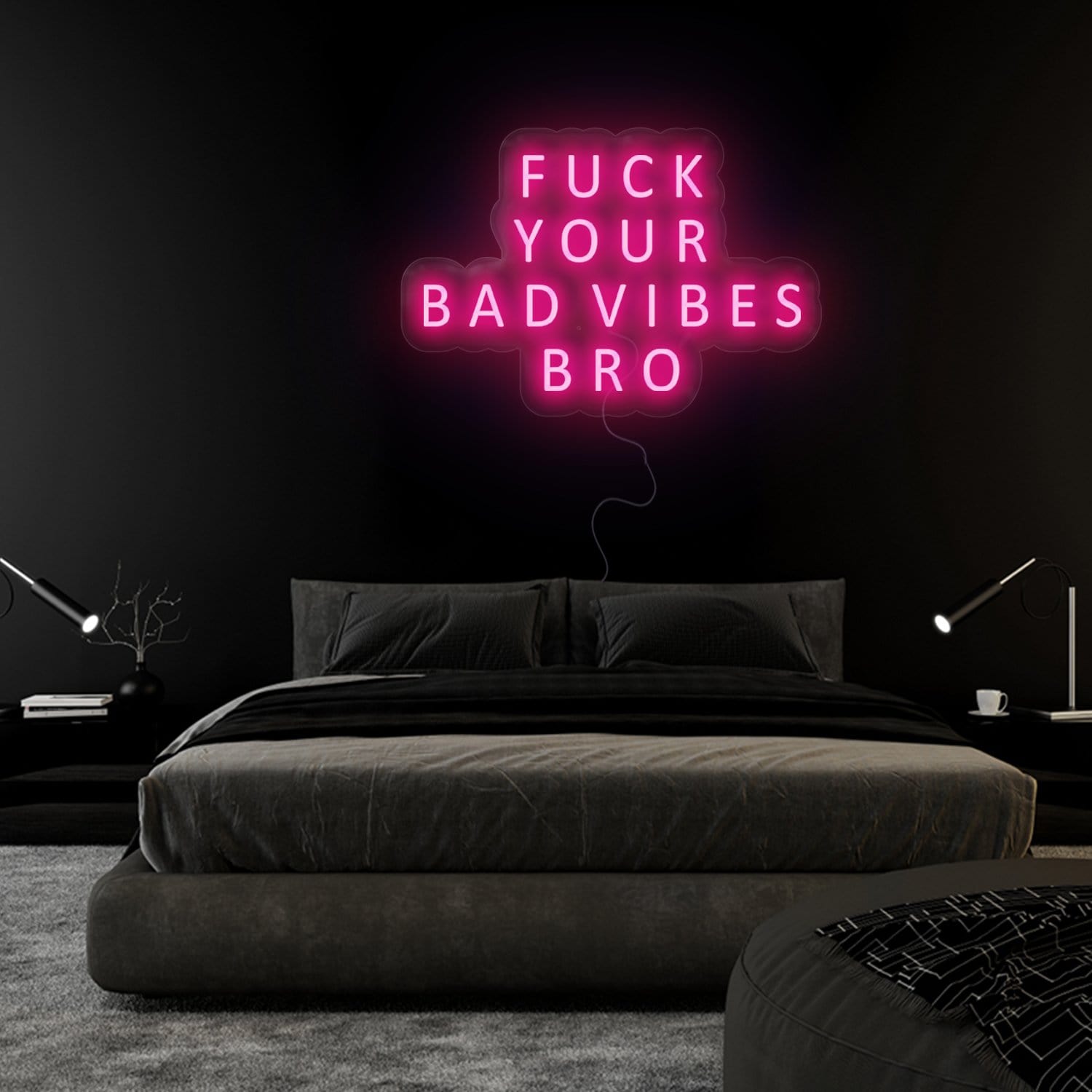 "Fuck Your Bad Vibes" LED Neon Sign Schriftzug - NEONEVERGLOW
