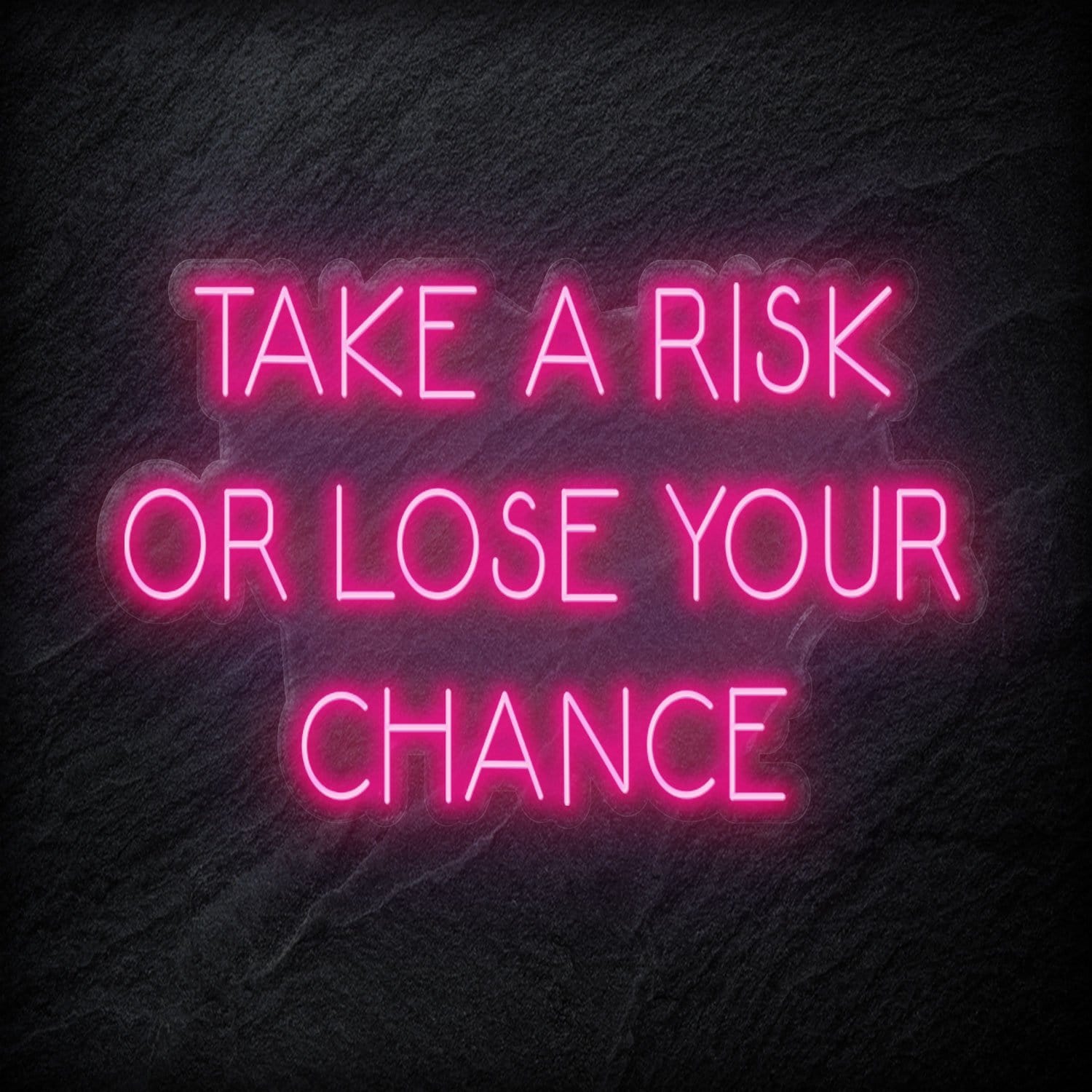 " Take A Risk Or Lose Your Chance" LED Neon Sign Schriftzug - NEONEVERGLOW