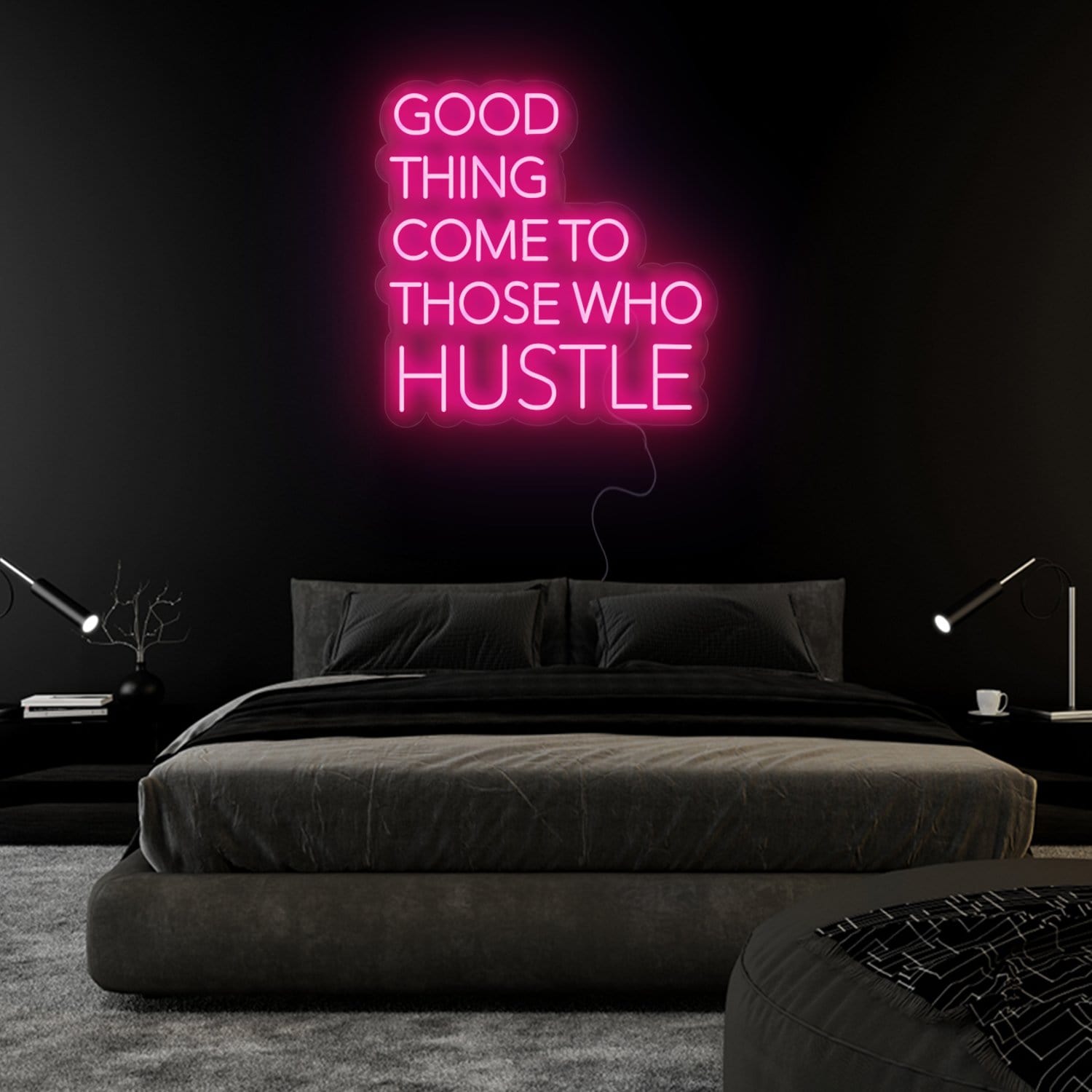 "Good Thing Come To Those Who Hustle" LED Neon Sign Schriftzug - NEONEVERGLOW