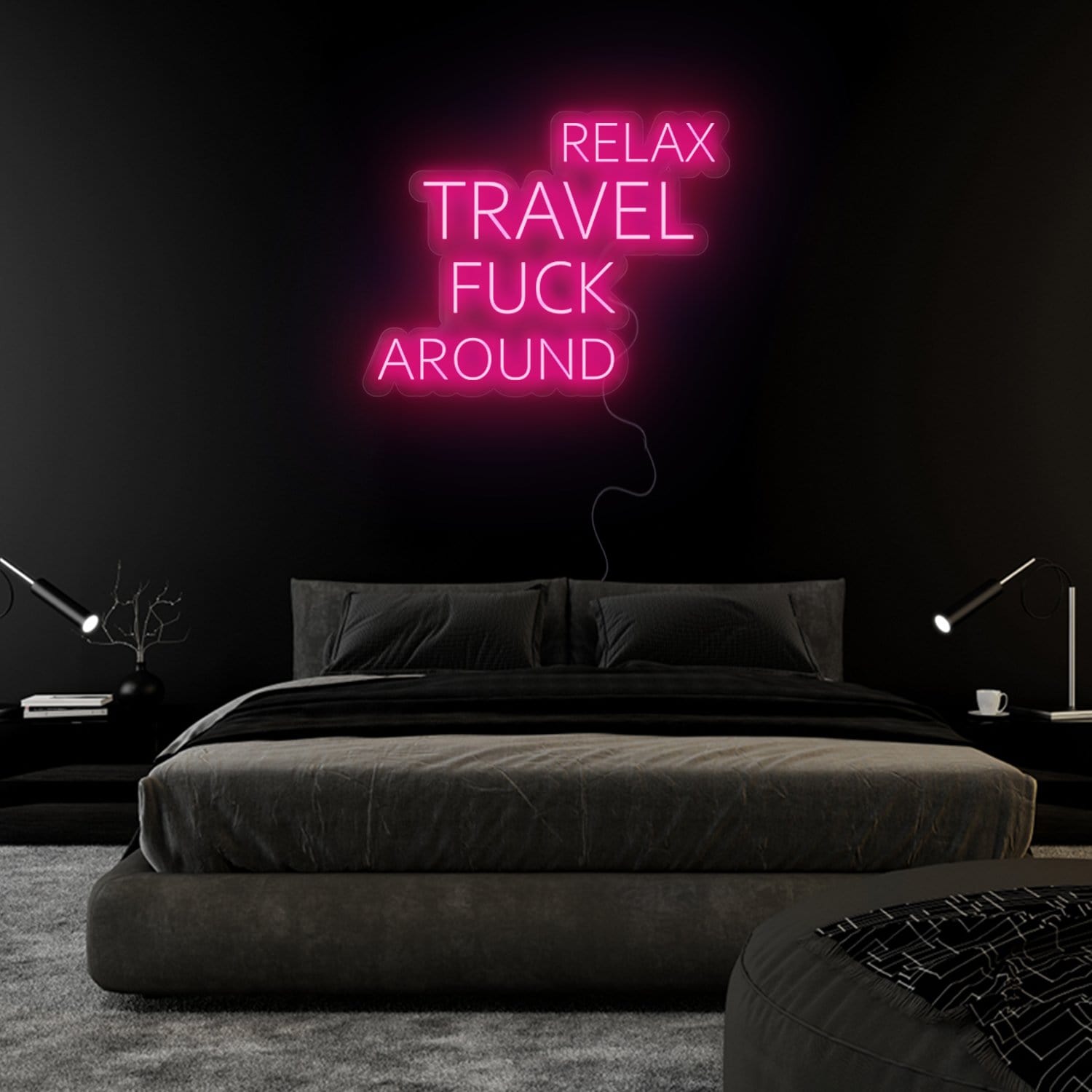 "Relax Travel Fuck Around" LED Neon Sign Schriftzug - NEONEVERGLOW