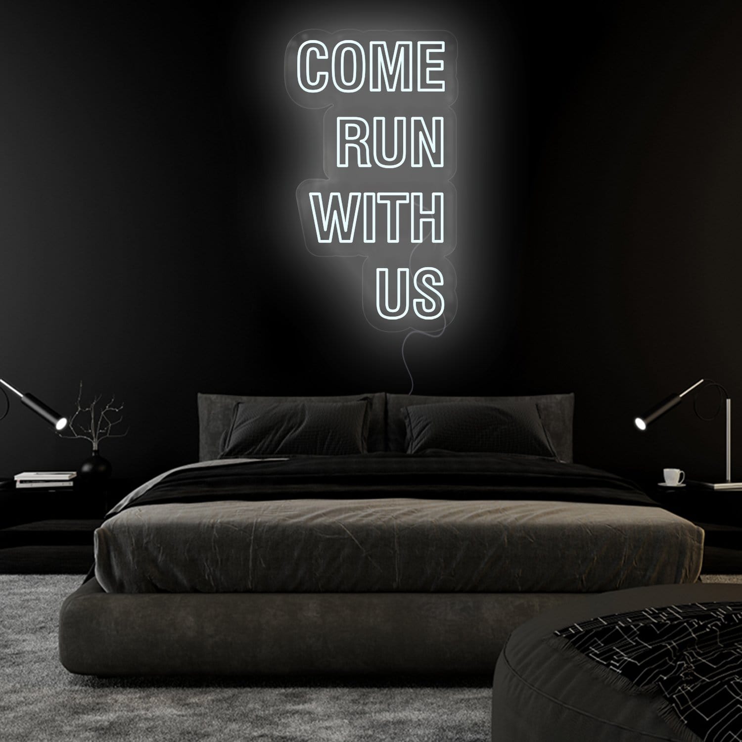 "Come Run With Us" LED Neon Sign Schriftzug - NEONEVERGLOW