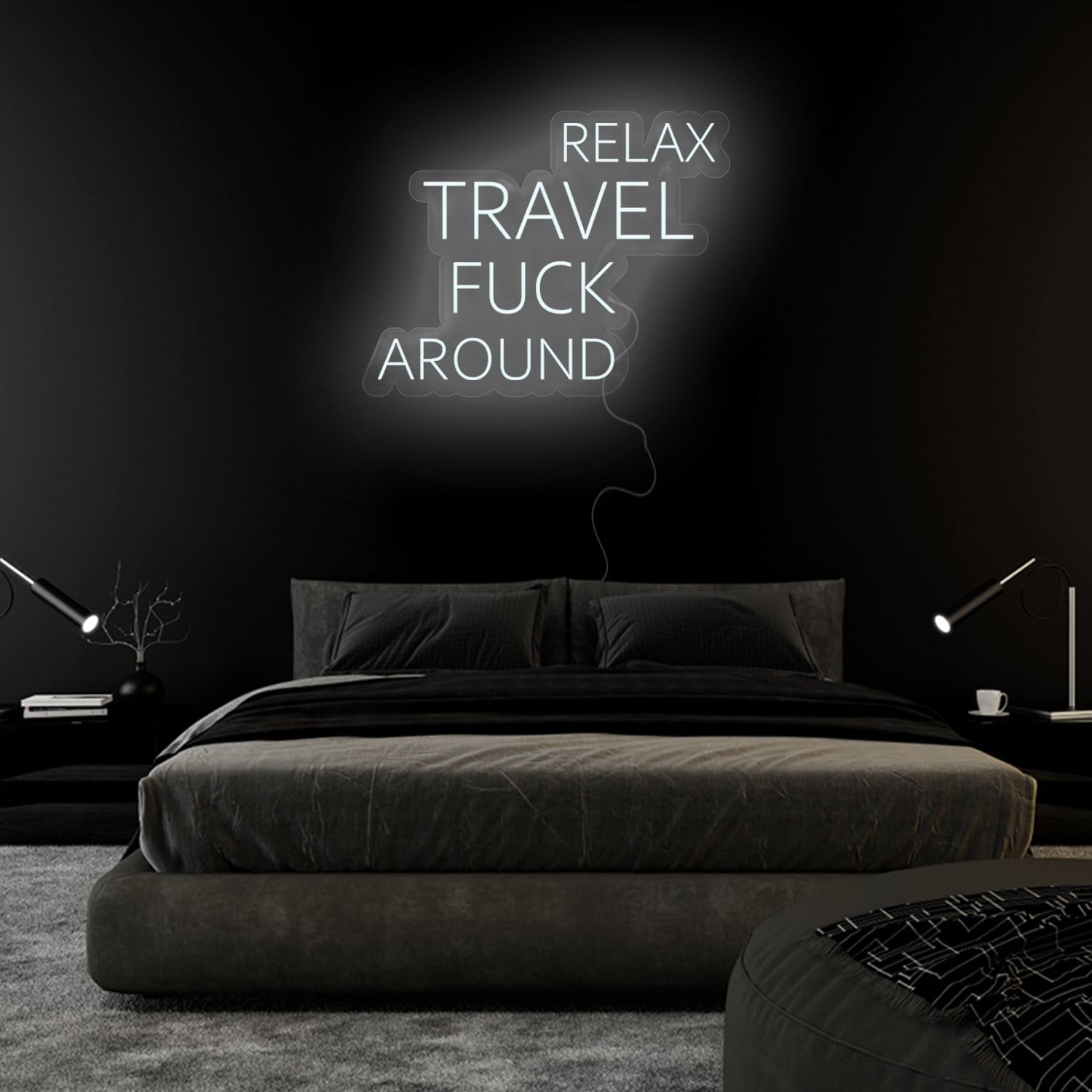 "Relax Travel Fuck Around" LED Neon Sign Schriftzug - NEONEVERGLOW