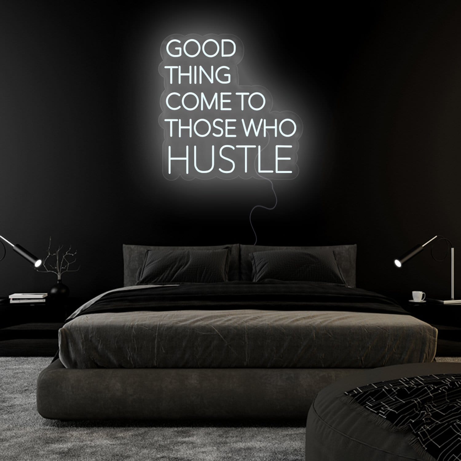 "Good Thing Come To Those Who Hustle" LED Neon Sign Schriftzug - NEONEVERGLOW