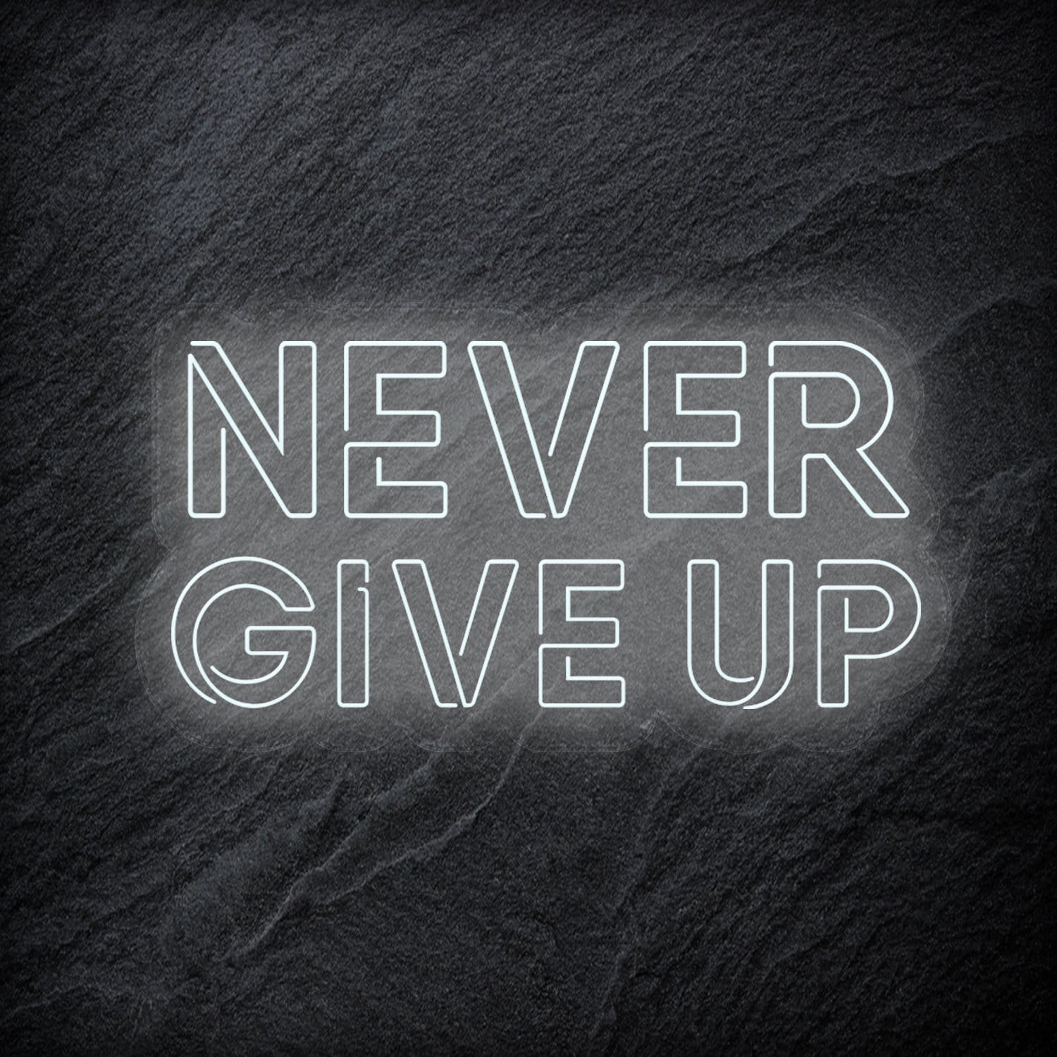 "Never Give Up" LED Neon Schriftzug Sign - NEONEVERGLOW