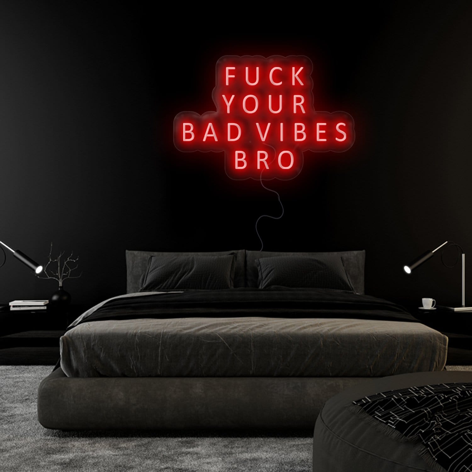"Fuck Your Bad Vibes" LED Neon Sign Schriftzug - NEONEVERGLOW