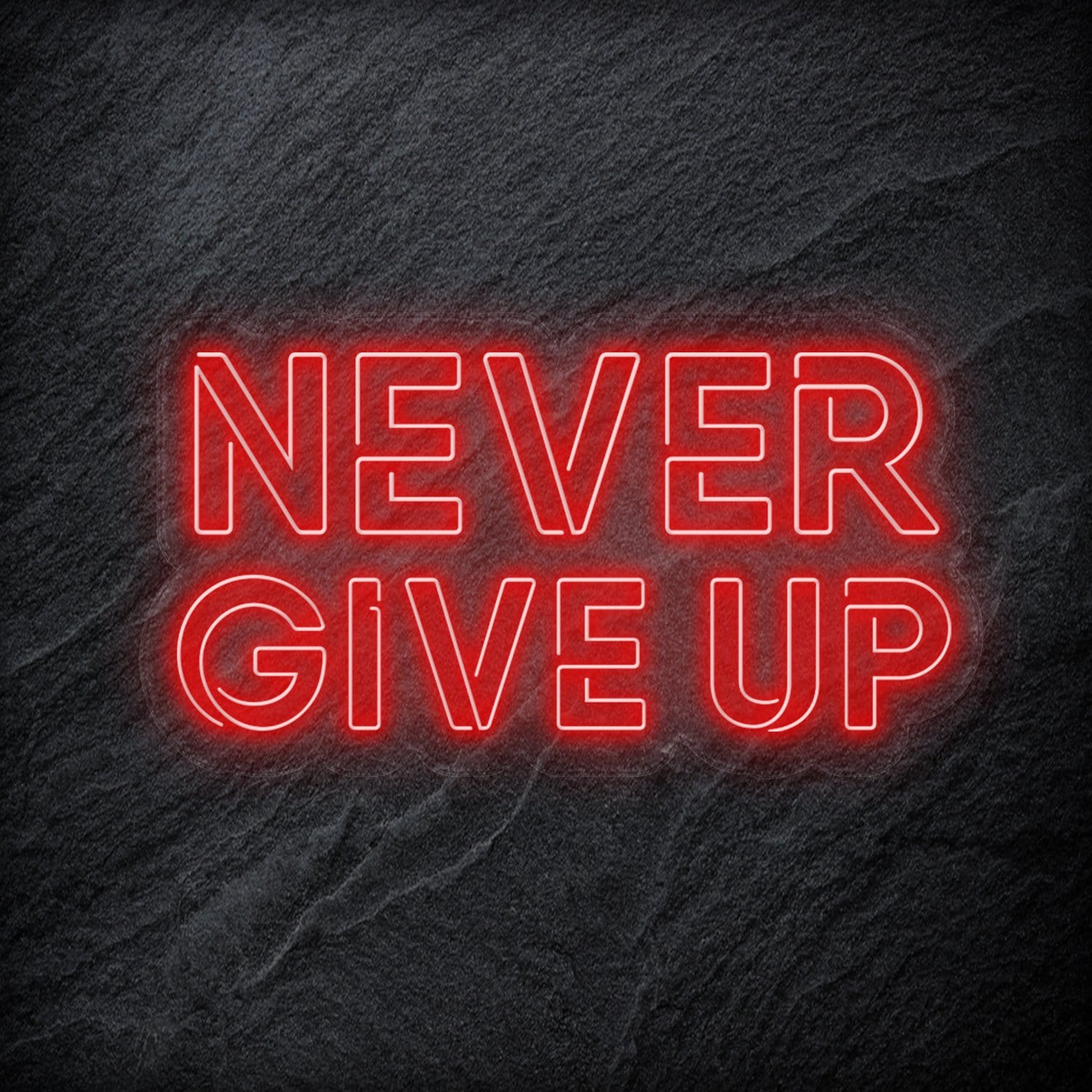 "Never Give Up" LED Neon Schriftzug Sign - NEONEVERGLOW