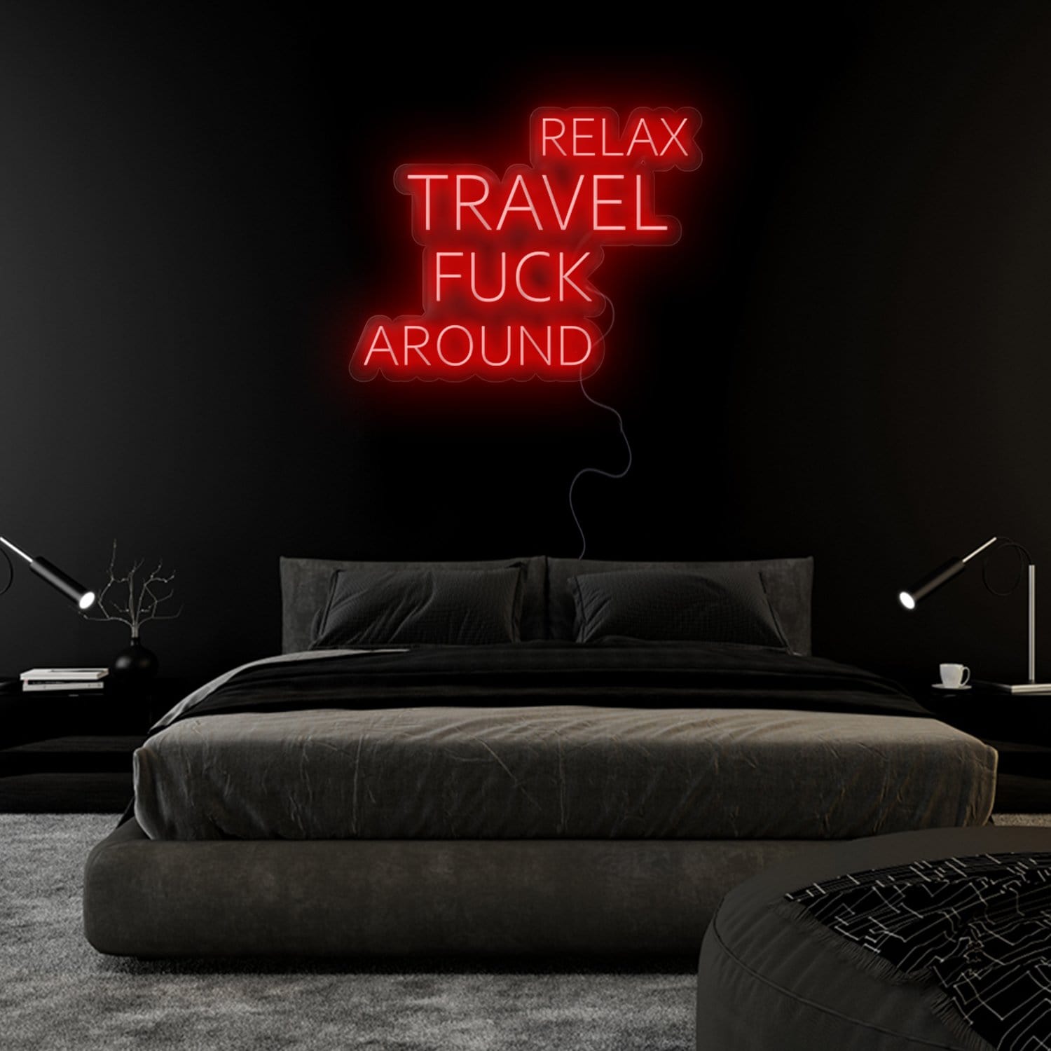"Relax Travel Fuck Around" LED Neon Sign Schriftzug - NEONEVERGLOW