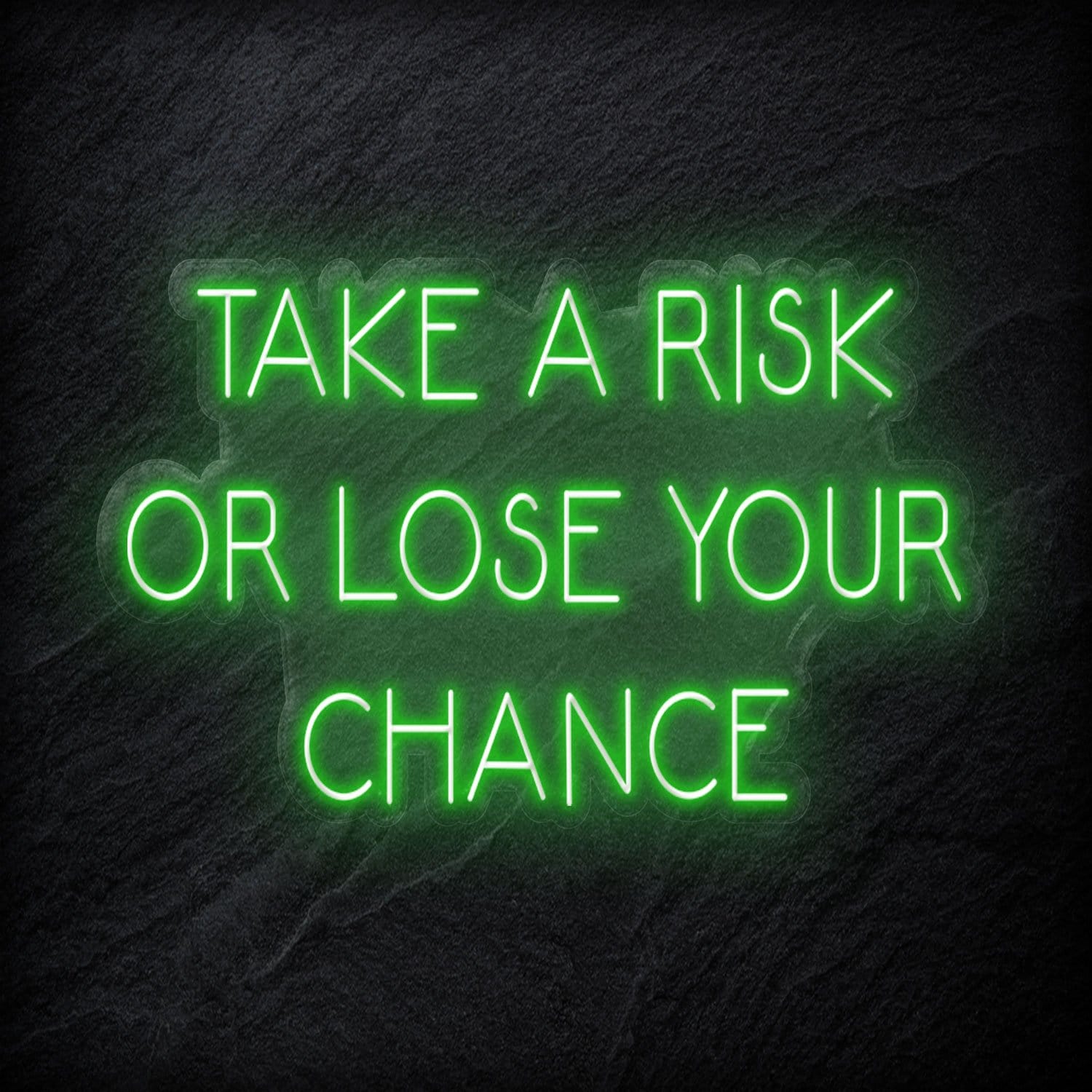 " Take A Risk Or Lose Your Chance" LED Neon Sign Schriftzug - NEONEVERGLOW