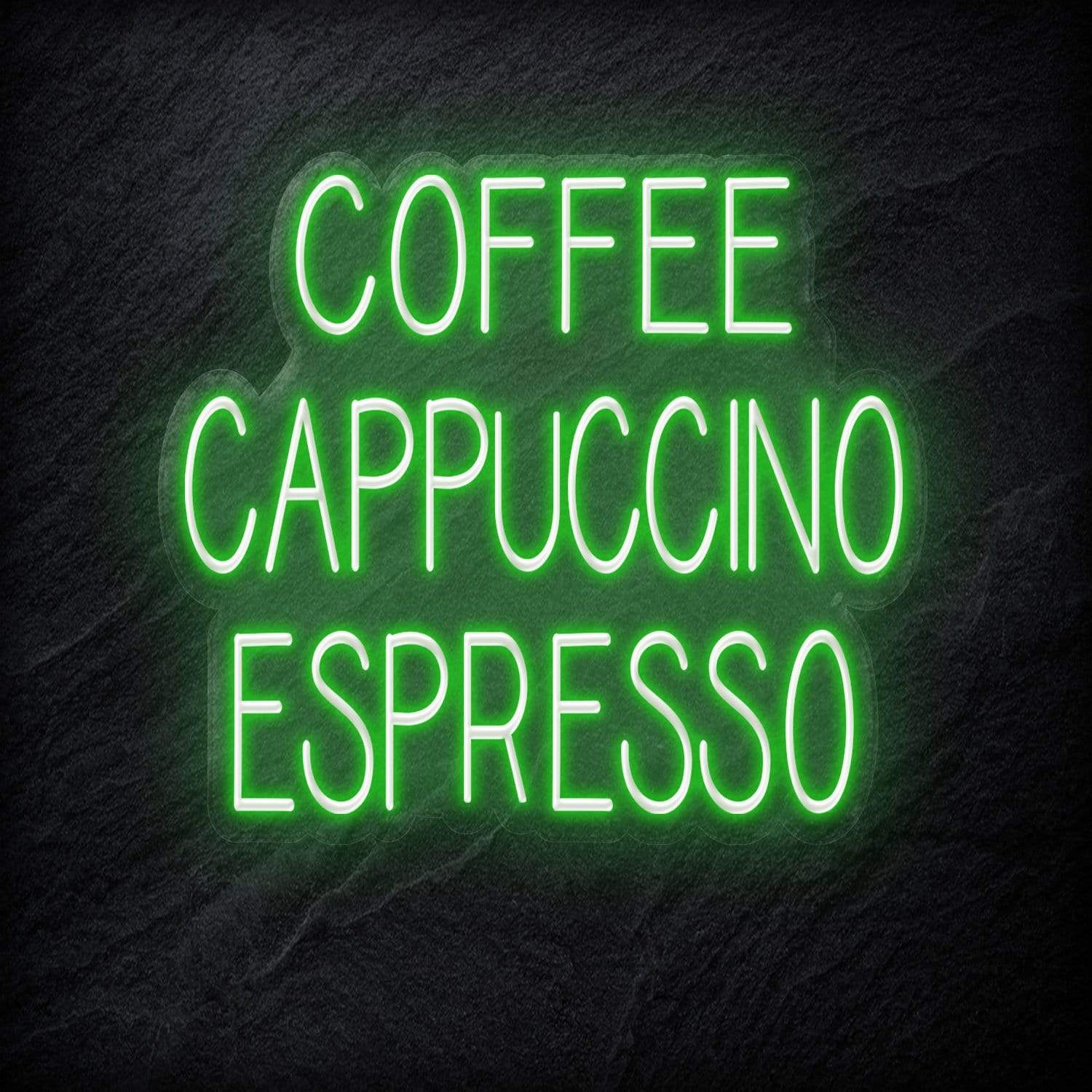 "Coffee Cappuccino Espresso" LED Neon Schriftzug - NEONEVERGLOW