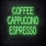 "Coffee Cappuccino Espresso" LED Neon Schriftzug - NEONEVERGLOW