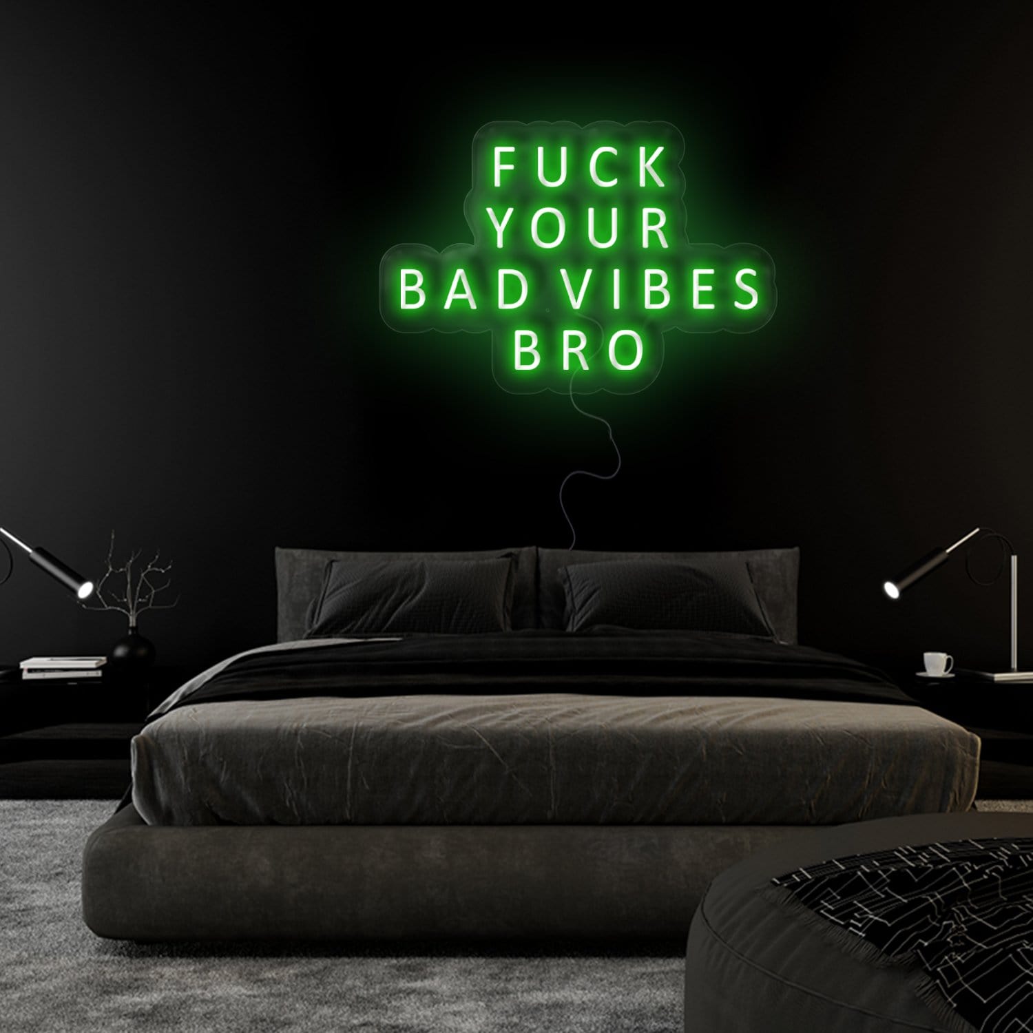 "Fuck Your Bad Vibes" LED Neon Sign Schriftzug - NEONEVERGLOW