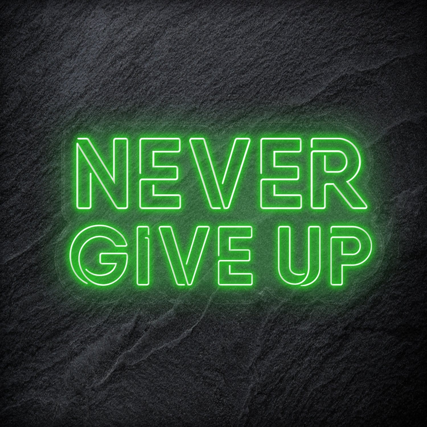 "Never Give Up" LED Neon Schriftzug Sign - NEONEVERGLOW