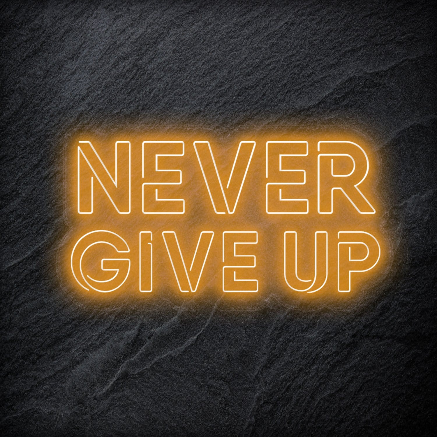 "Never Give Up" LED Neon Schriftzug Sign - NEONEVERGLOW