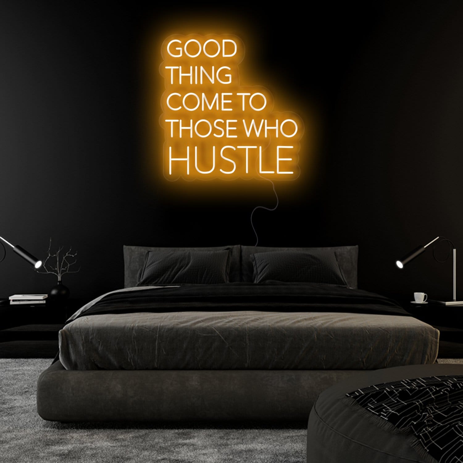 "Good Thing Come To Those Who Hustle" LED Neon Sign Schriftzug - NEONEVERGLOW
