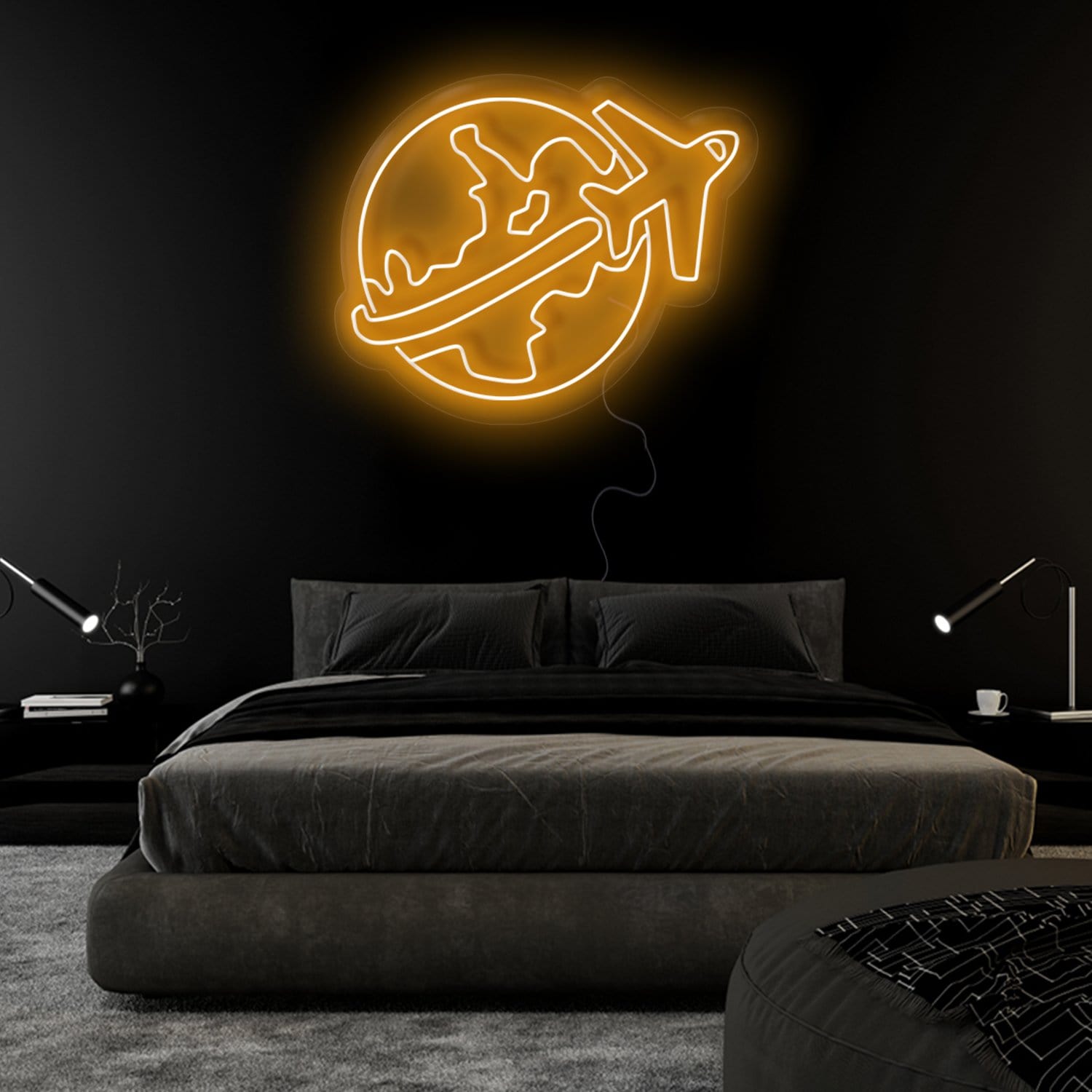 "Weltkugel Reisen" LED Neonschild Sign - NEONEVERGLOW