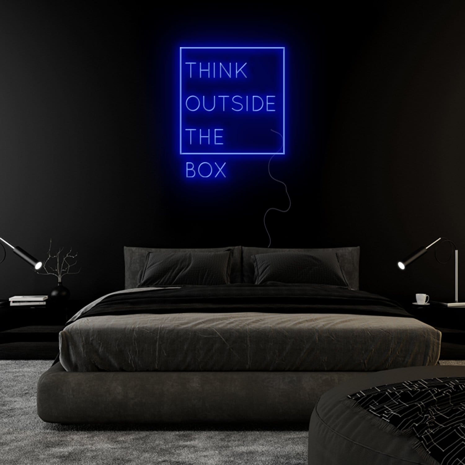 "Think Outside The Box" LED Neonschild Sign Schriftzug - NEONEVERGLOW