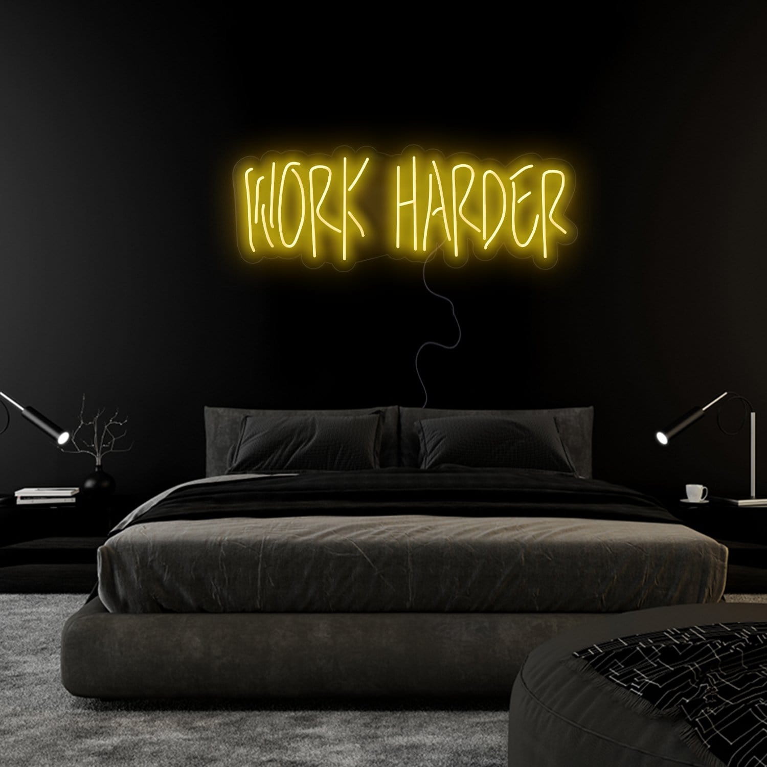 "Work Harder" LED Neon Sign Schriftzug - NEONEVERGLOW