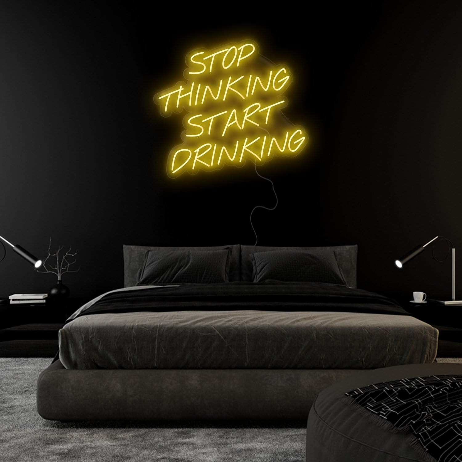 "Stop Thinking Start Drinking" LED Neon Sign Schriftzug - NEONEVERGLOW