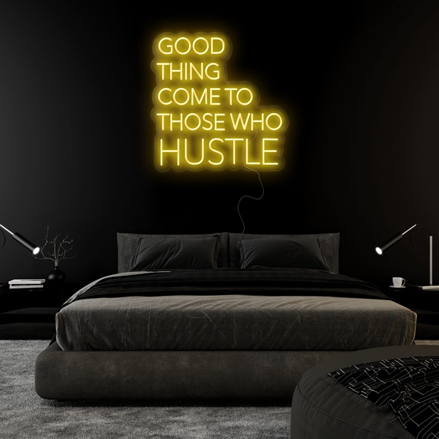 "Good Thing Come To Those Who Hustle" LED Neon Sign Schriftzug - NEONEVERGLOW