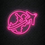 "Weltkugel Reisen" LED Neonschild Sign - NEONEVERGLOW