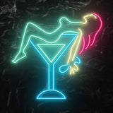 " Sektglas Wine " LED Neonschild - NEONEVERGLOW